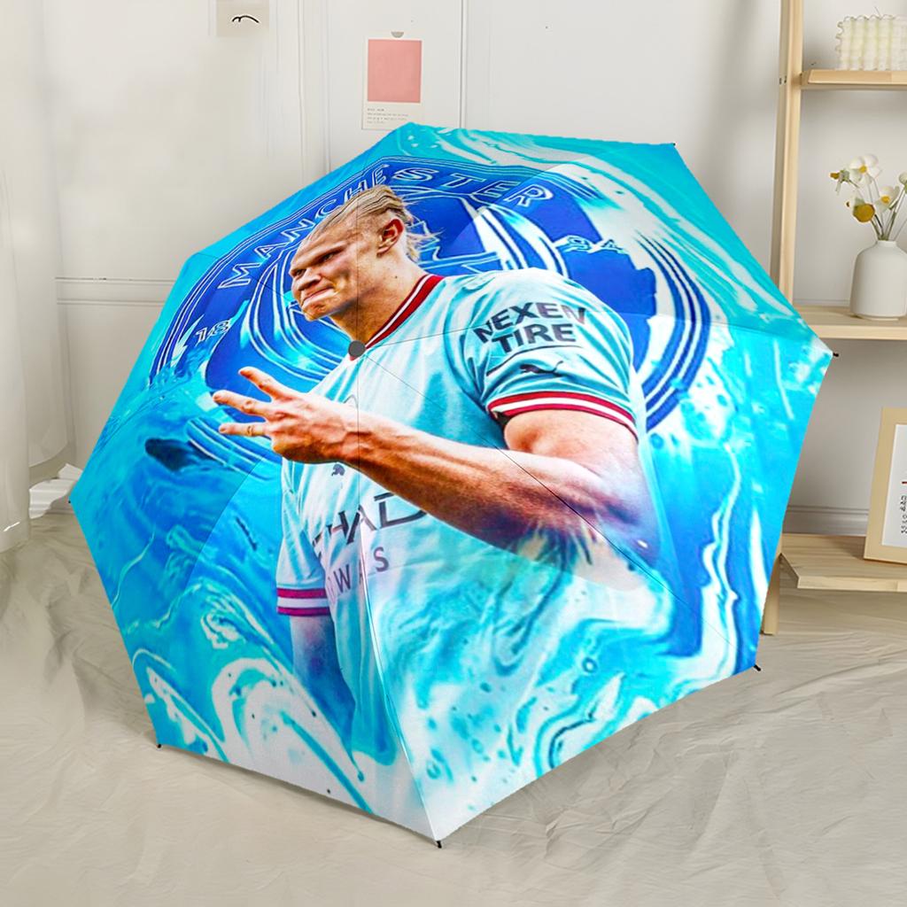 Soccer Player Action Outdoor Automatic Umbrella Sturdy 8-Rib Shaft Foldable Design All-Season Umbrella for Travel Compact Folding Umbrella