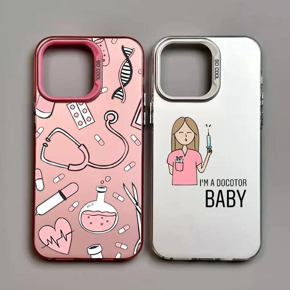 Nurse Medical Medicine Health Heart Phone Case for IPhone 16 12 11 14 15 Pro Max 13 Mini Doctor Nursing Laser Shockproof Cover