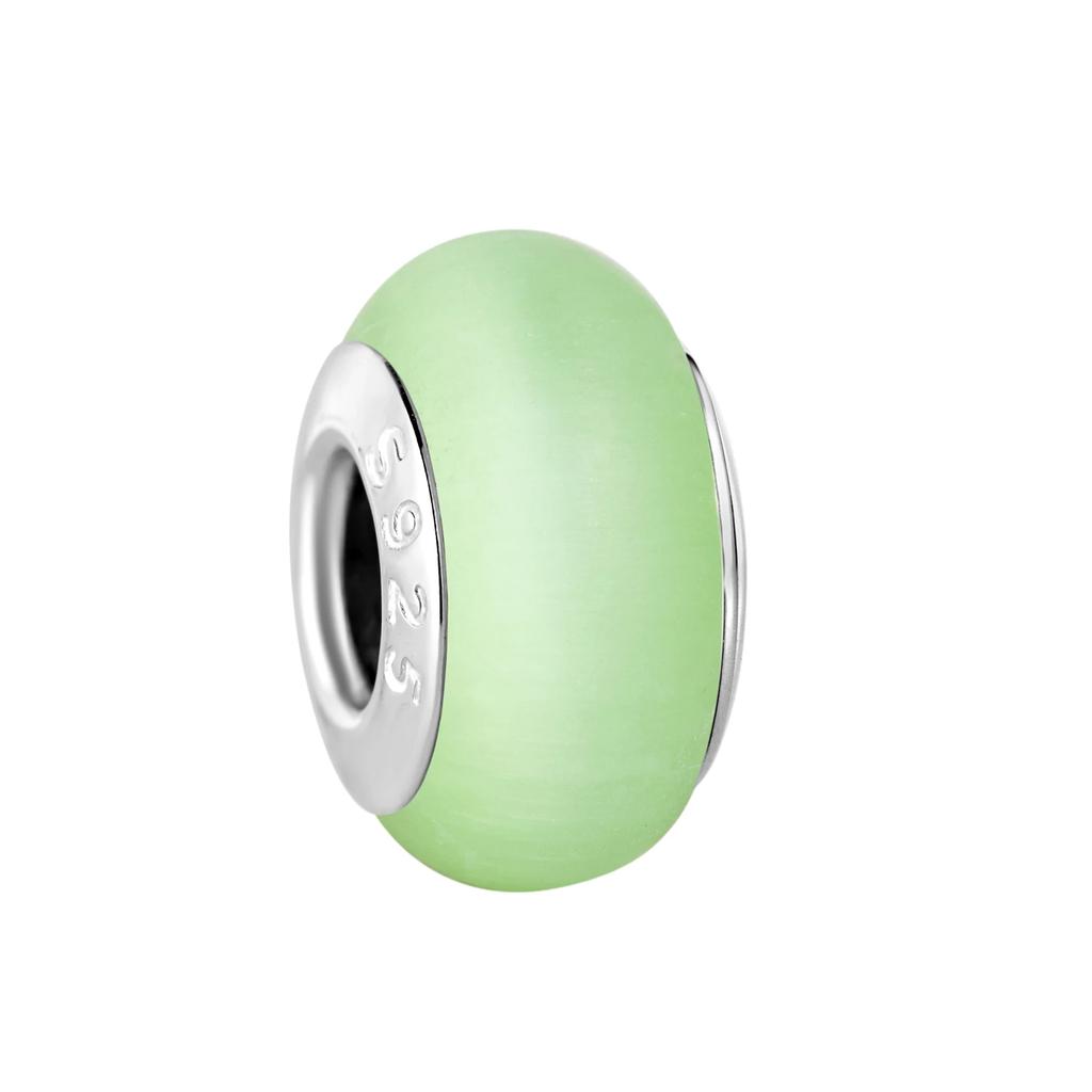 Brand New Authentic Original Copper Metal Murano Glass Charm Bead Component Colorful Matte Cat eyes Charm Bead Component Designed For Necklace