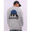 Wassup Heods Sunset Round Neck Sweatshirt Men's Autumn and Winter Loose Casual Fleece-Lined Couple's Top