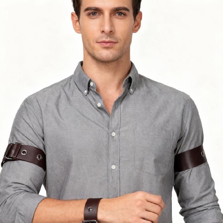 Portamaniche per Camicia Bracciale in PU per Camicia Unisex Fermamaniche per Camicia Cinghie Regolabili per Braccio Camicia