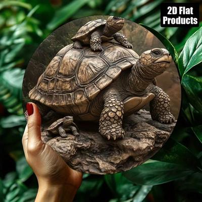 Aluminum Turtle Wall Art 8x8 Inch 2D Flat Round Sign Home Office Decor Gift