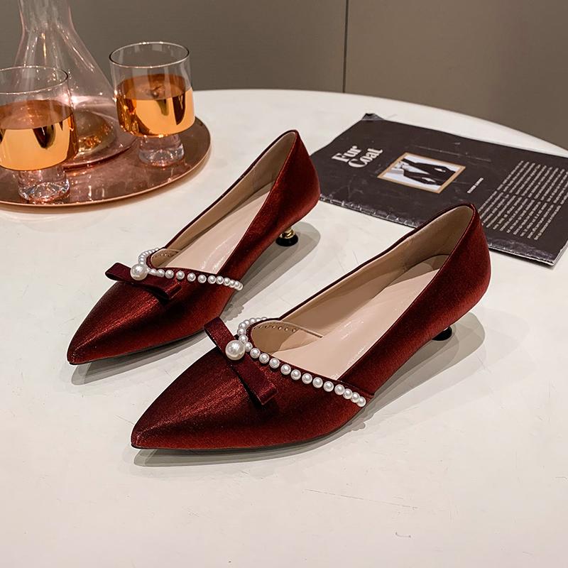 

Fashion Casual Heels Women s Shoes with Spikes Slip On 2025 Branded Pumps Shallow Mouth Sandals Ladies Lace-Up Comfortable Pointed 35 вино красного