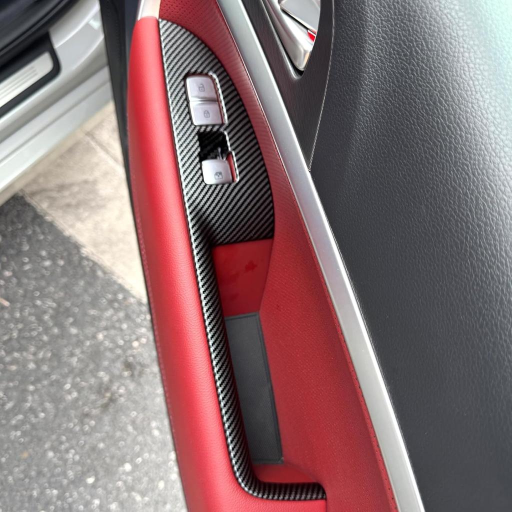 Carbon Fiber Style Window Switch Panel Cover Car Side Window Door Lock Switch Panel Trim Compatible with Genesis G70 2017-2024 Accessories