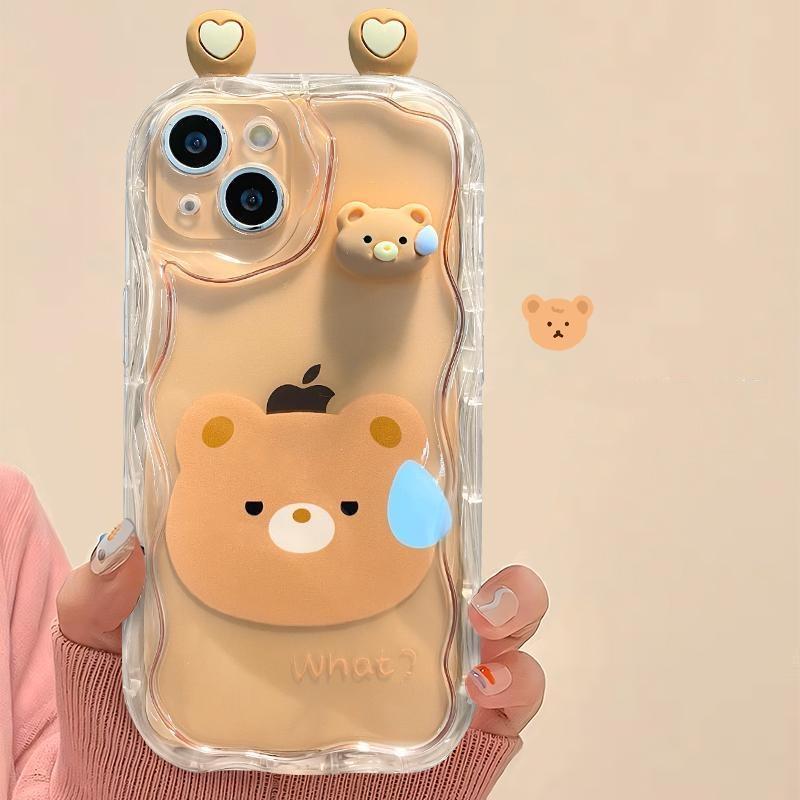 Cute 3D Bear Rabbit Ugly Frog Eyes Ears Phone Case For Realme C55 C67 C35 C33 C21Y C25Y C30 C30S C21 C15 8 12 Pro Plus 5G Cover