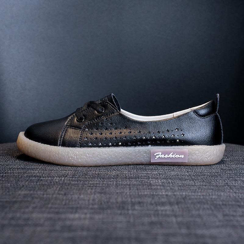 

[2025] Маленькие белые туфли Женские 2025 Универсальные туфли на мягкой подошве Одинарные туфли из кожи С перфорацией Дышащие На одном ремешке Обувь для беременных 43