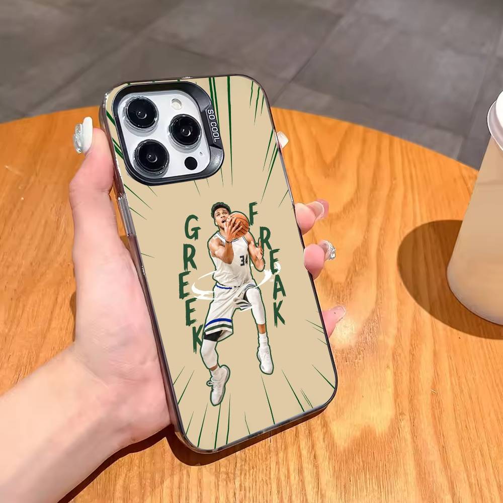 Giannis Antetokounmpo 34 Phone Case For iPhone17,16,15,14,13,12,11,Pro,MAX Gray Matte Silicone Black Cover