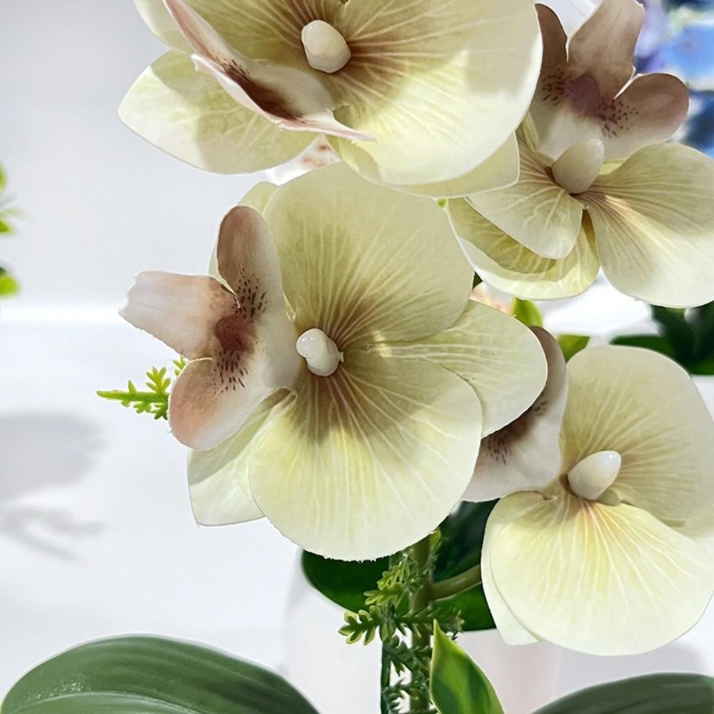 with White Pot Artificial Orchid Potted Flower Pink Artificial Faux Plants Living Room Ornaments