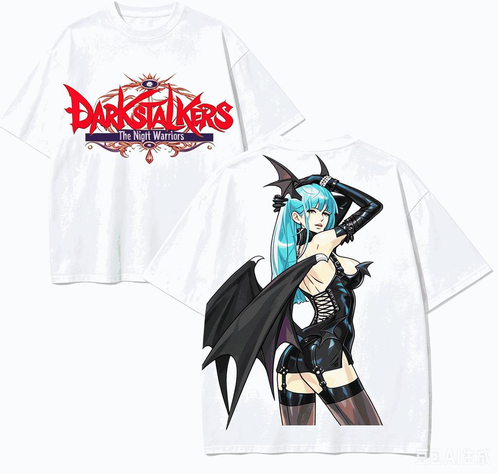Darkstalkers Anime Lover T-shirt Harajuku Cotton New Model High Street Oversized Unisex Short Couples Streetwear Trendy Soft Tee