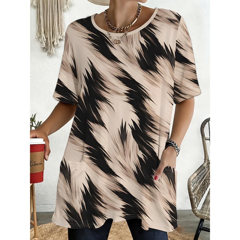 Women's Loose Fit Short Sleeve T-Shirt, Plus Size Casual Top, Summer Fashion Trend Base Layer