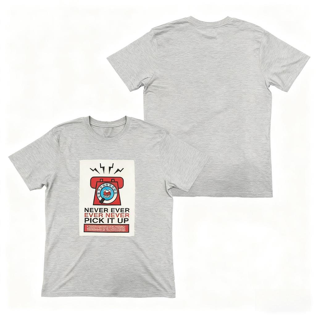 Never Pick It Up Meme Phone TShirt Retro Design with Humorous Warning Text for Meme Enthusiasts and Subculture Humor Fans
