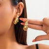 Exaggerated Personality Irregular Geometry Hollowed-out Round Piece Liquid Metal Stud Earrings for Women Trend Designer Jewelry