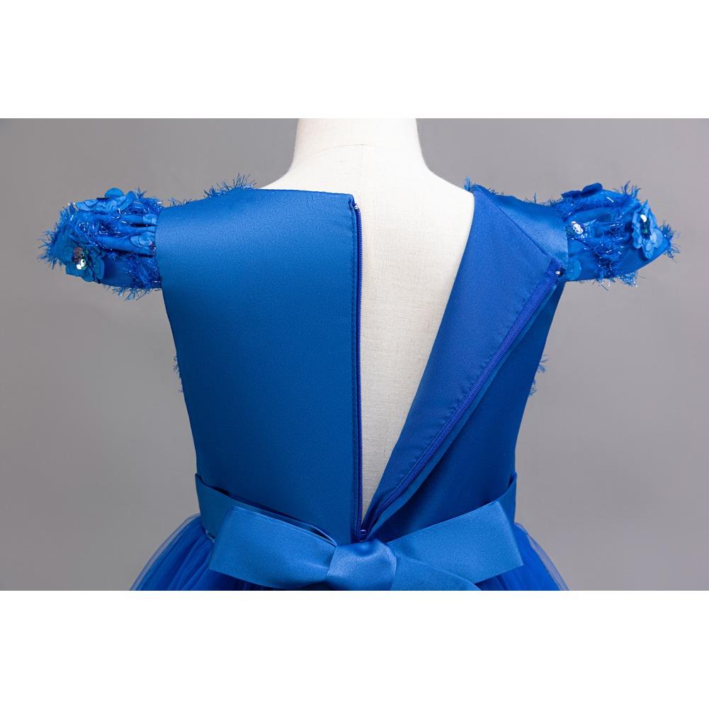 2026 Mädchenkleider Mittelgroße und Große Kinder Puffärmel Pailletten Hochzeit Blumenmädchen Klavieraufführung Prinzessinnenkleider Lang Lieblingskleid des Mädchens