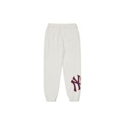 MLB Letter Print Elastic Cuff Knitted Sweatpants Unisex Pants White 3APTB0526-50IVS