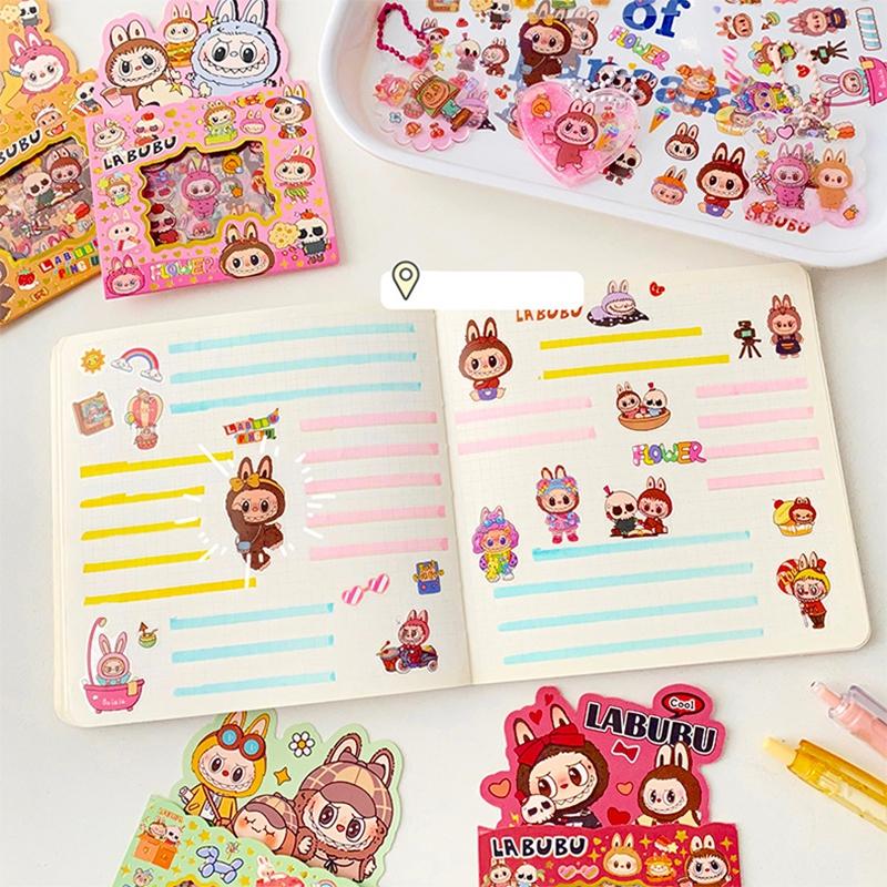 5 ks Samolepky Labubu Samolepky na studentský pohár Kawaii DIY Scrapbook Příručka Deník Estetická samolepka Školní papírnictví