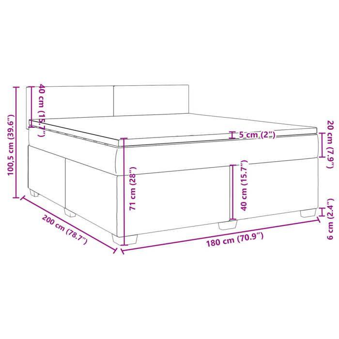 VidaXL Sommier à lattes de lit et matelas Gris foncé 180x200cm Velours 3288673