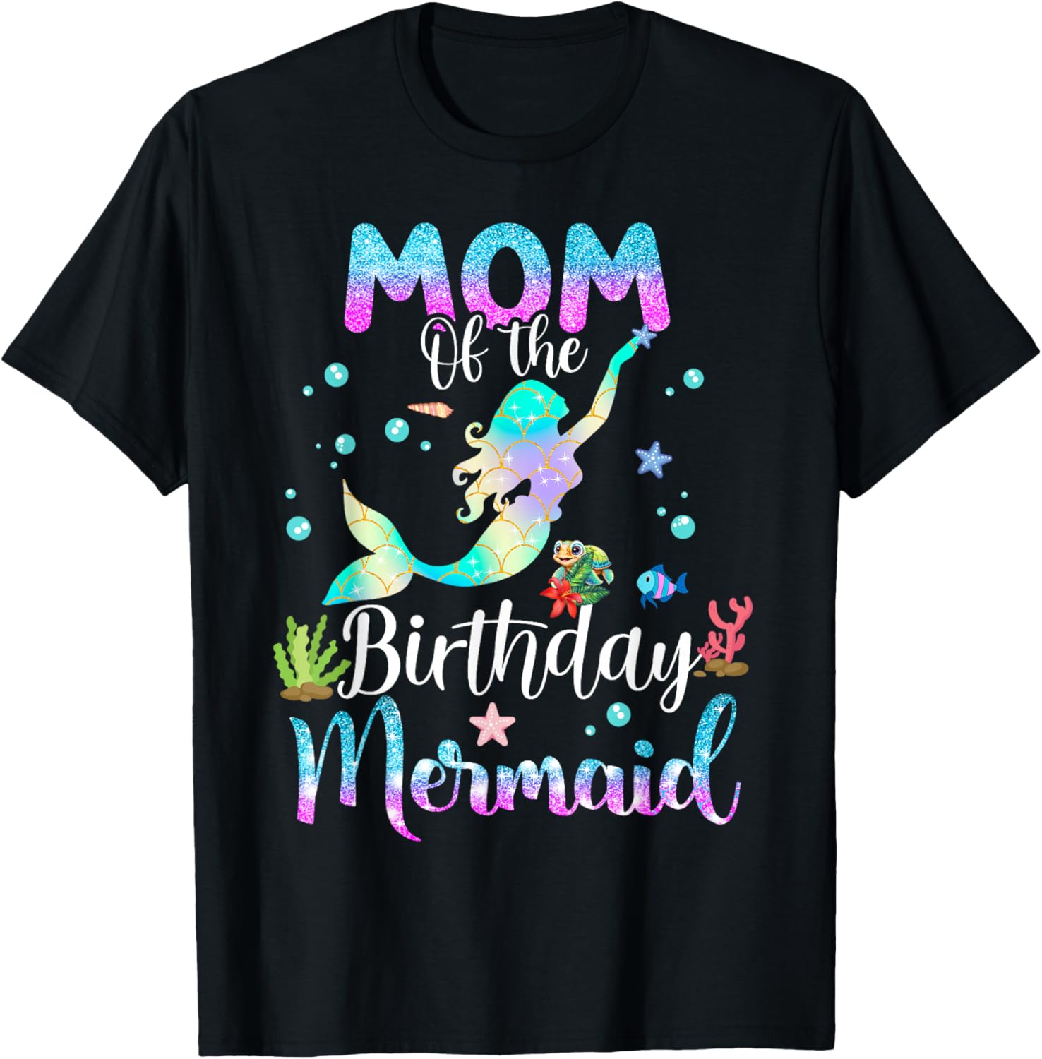 Mom Of The Birthday Mermaid Funny Matching Family Party T-Shirt S разноцветный