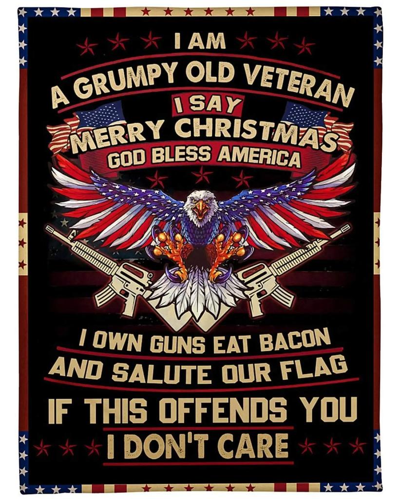 Veterans Gift Blanket, Sea, Land And Air Soldier Printed Decorative Flannel Blanket