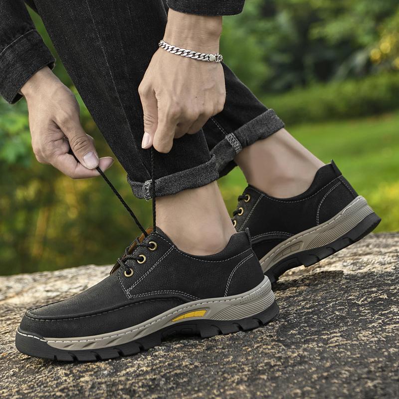 Fashion Outdoor Camping Hiking Leather Shoes Men's Leather Sports Sneakers Man Travel Casual Shoes Leisure Walking Climbing Men Footwear