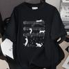 Cat Home Wrecker Creative Print T-shirt, Loose Fit, High-Quality Pure Cotton, Short Sleeve, Slightly Dropped Shoulder, Style 1002-1