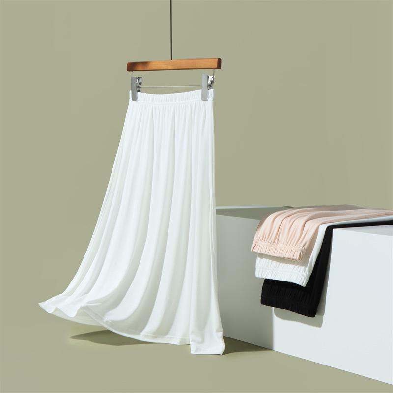White Modal Anti-Exposure Mid-Length Petticoat Skirt