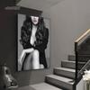 Beautiful Fashion Sexy Woman Portrait Posters and Prints Canvas Painting Black and White Wall Art Pictures for Modern Home Decor