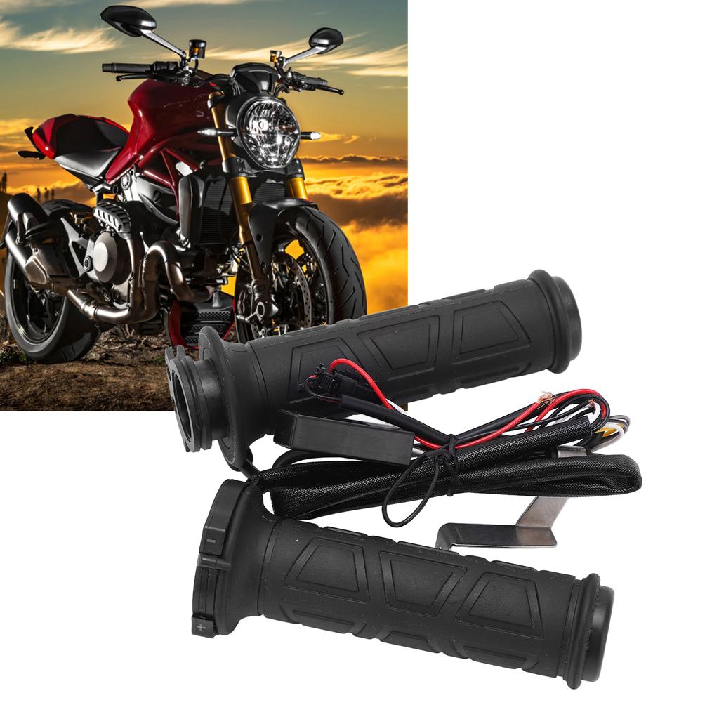 Paar 22mm 0,9in Motorrad Beheizte Lenkergriffe Intelligente Temperaturregelung Schwarz 12V 15‑35W