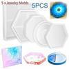 5Pcs Handmade Mirror Silicone Coaster Molds Hexagonal Square Base Mold Kit Resin Key Zone Square Epoxy Casting Mold Home Supplis