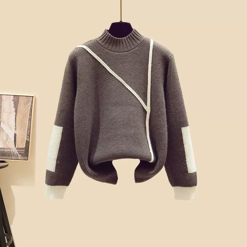 Podzimní a zimní vlněný kabát + rolák + vlněné kalhoty Harlan s vysokým pasem, třídílný módní oblek