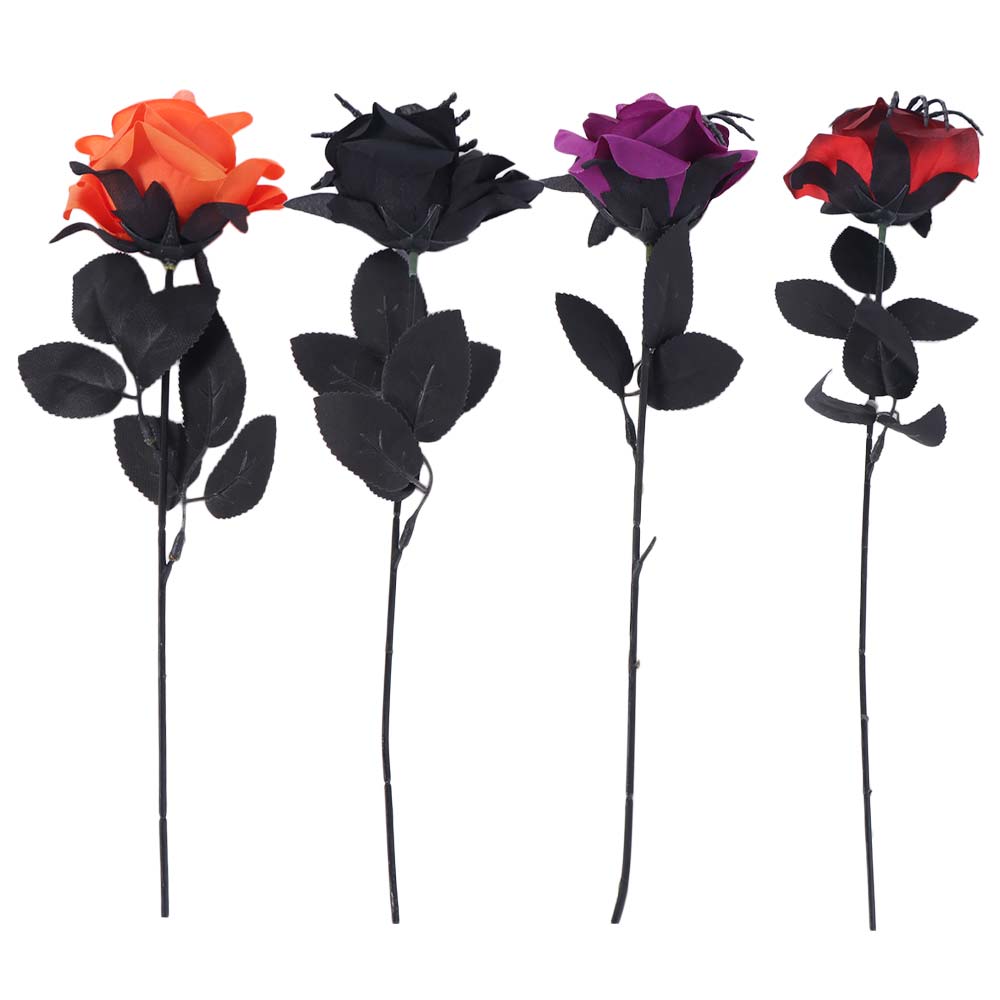 38cm Spider Rose Bouquet Gothic Fake Flower Halloween Artificial Rose  Halloween Party Props