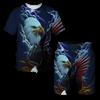 Nuovo set estivo da uomo T-shirt e pantaloncini Aquila Bandiera USA Set 3D Set due pezzi Tempo libero Moda Manica corta Set completo di abbigliamento
