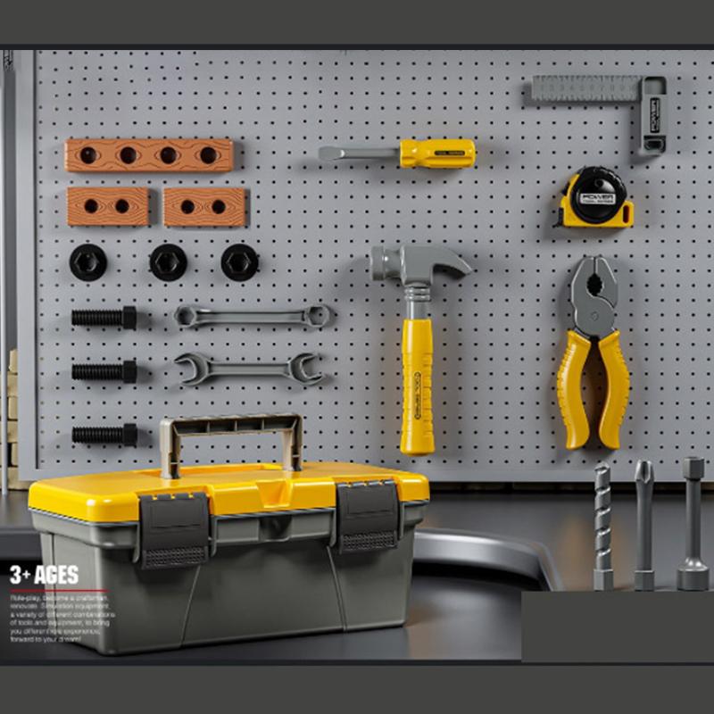 Non-Toxic Kids Toolbox Kit Simulation Repair Tools Diy Toy Drill Plastic Game Learn Engineering Puzzle Educational Toys Gifts For Children