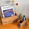 Autumn Rattan Hand-Woven Living Room Desktop Coffee Table Books Stationery Pens Postcards Sundries Cosmetics Sorting Storage Basket