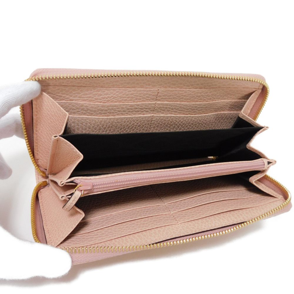 Used 9539 Double G Zip Around Wallet 456117 CAO0G 5909 7940 Pastel Zip Around GG Marmont Perfect Pink Women's from