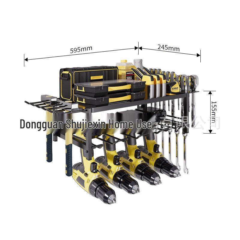 

Настенная многоярусная стойка для хранения электроинструментов для дрелей и молотков Wall-mounted 2-layer чёрный
