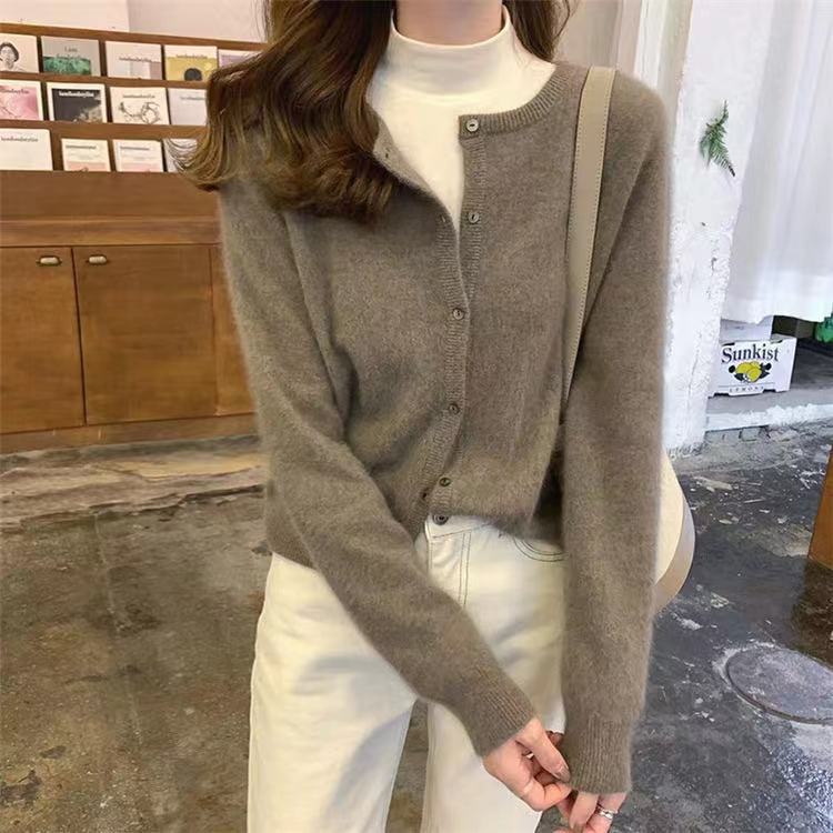 TIFICY Women's Fashion Casual Fall Winter Solid Color Print Long Sleeve V-Neck Tops Women's Clothing Woolen Knitwear Sweaters