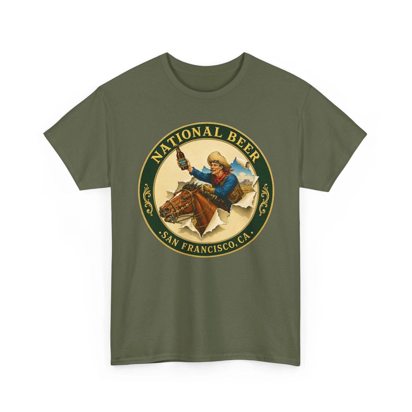 National Brewing Co. San Francisco CA Beer Cowboy Pre-Prohibition Retro T-Sirt L
