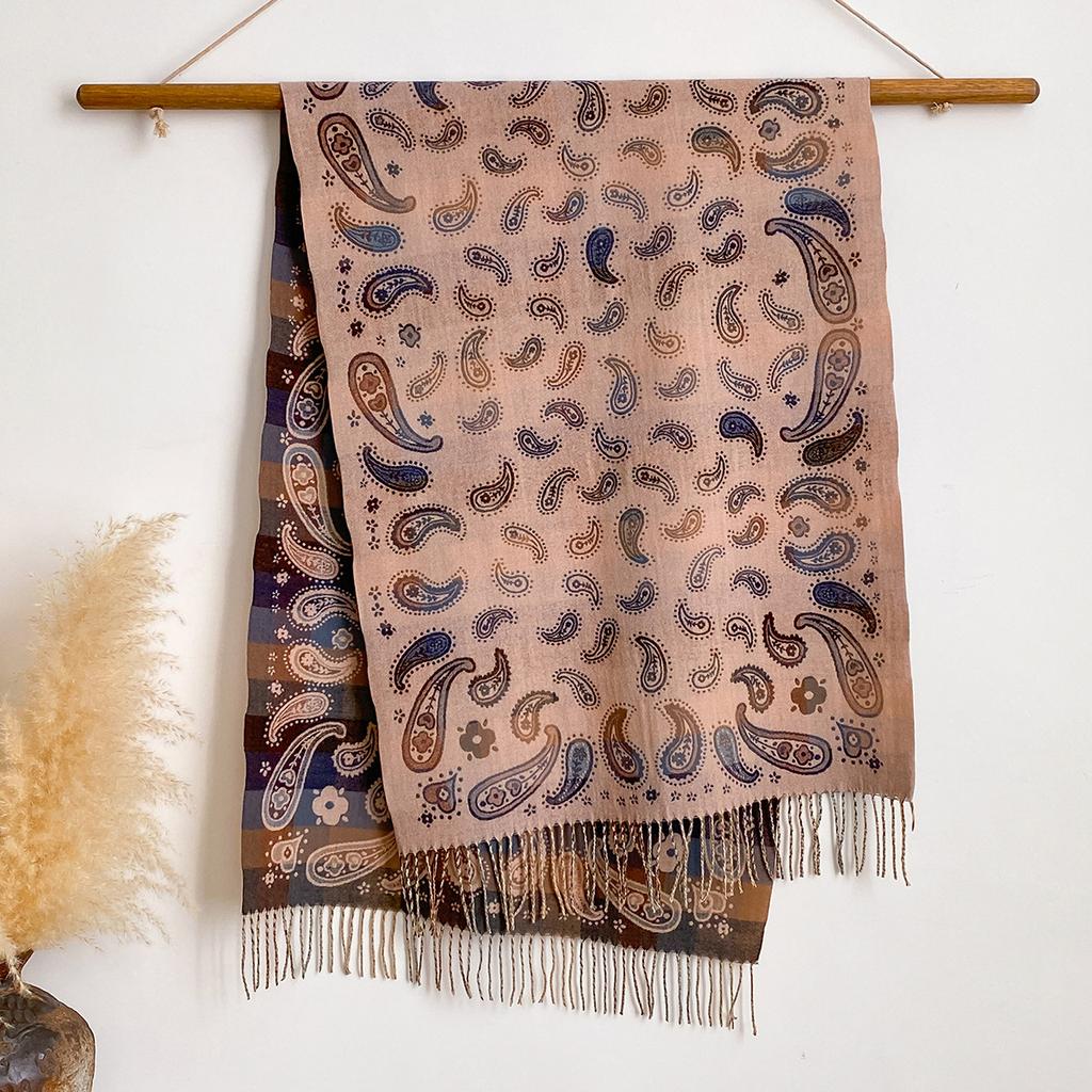 Scarf shawl high-end imitation cashmere scarf women's winter warm travel ethnic style shawl