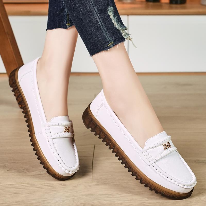 Fashion Women's Genuine Leather Sneakers Women Casual Fashionable Sports Shoes Vulcanized Woman Summer Flat Shoe Ladies White 42