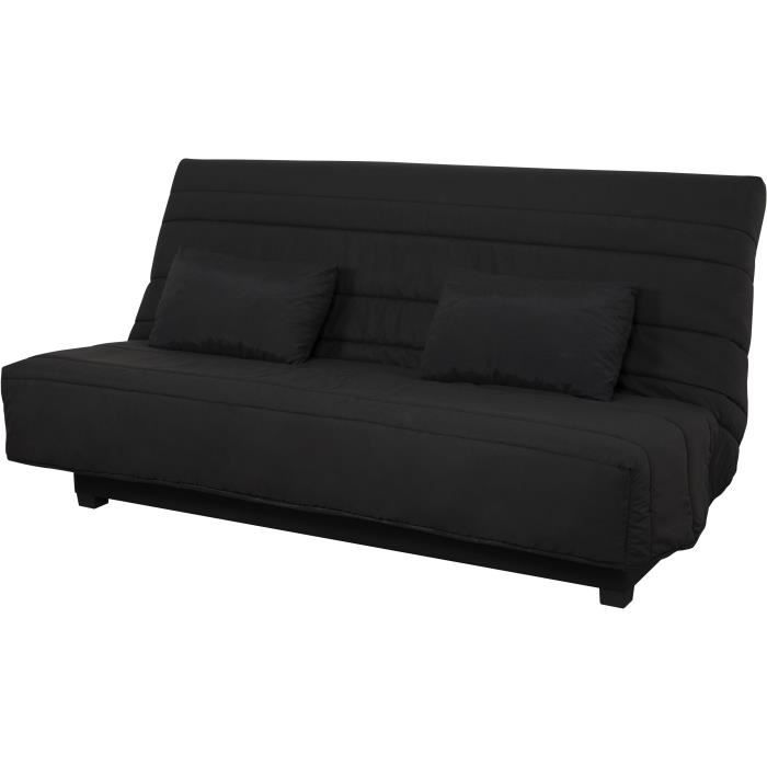 REVEUR 2-seater Click-clack Sofa Bed - Black Fabric - DUNLOPILLO Mattress - 188x128 Cm Bed