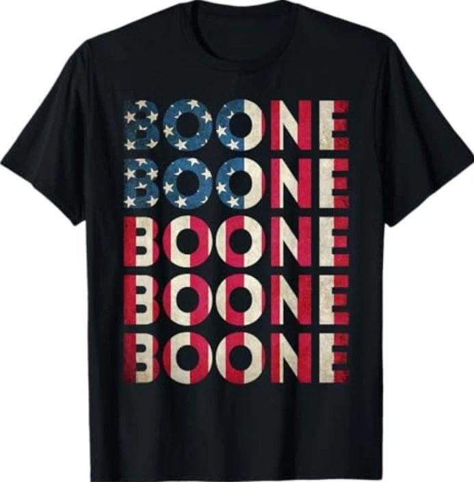 Boone Personalized Name Vintage Retro US Flag Woman Man T-Shirt XL