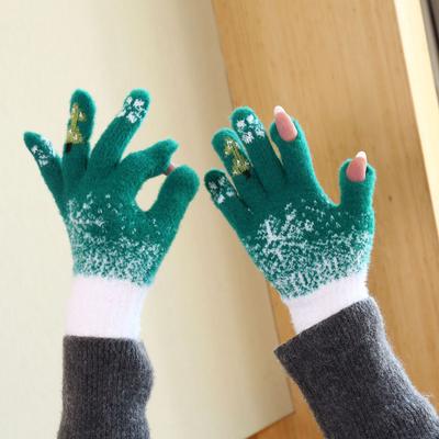Weihnachtshandschuhe Herbst und Winter weiblich Wärme niedlicher Bär fünf Finger können im Winter kältefest sein Reiten warme Hände