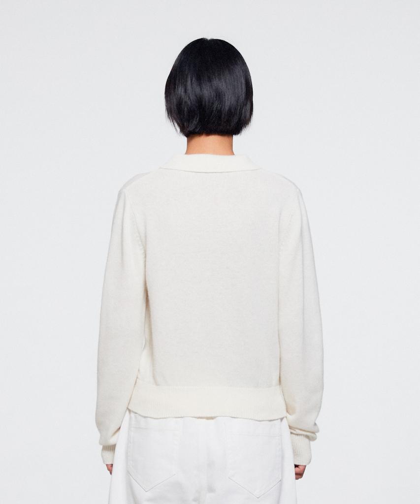 ERA Women Wool Blend Polo Sweater - White