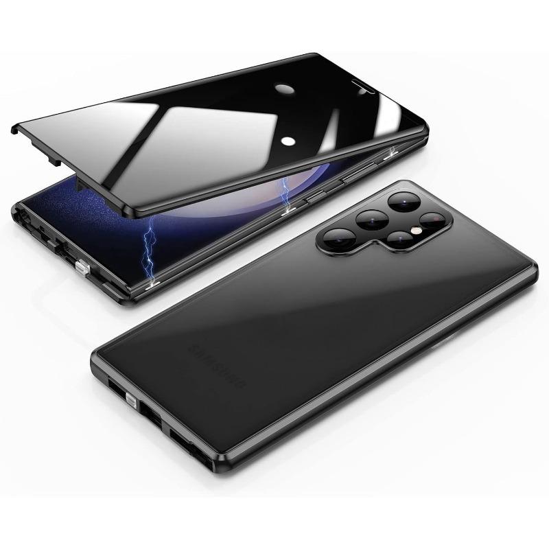Suitable for Samsung S25ultra Magneto Mobile Phone Case Bright Metal Magnetic High Definition Anti Peeping Snap Protection Glasses Anti Fall