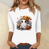 Women's Fashion Casual Three-quarter Sleeve Halloween Printed Round Neck Top