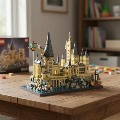 MOC Magiczny Świat Średniowieczny Zamek Moc Mikro Klocki Budowlane Cegły Model Montaż Klocki Hogwarts Zabawki Boże Narodzenie Urodziny Prezenty