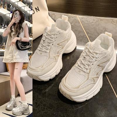Thick Bottom Pops Shoes Female Summer and Fall Mesh Breathable Casual Sneakers Female Thin Section