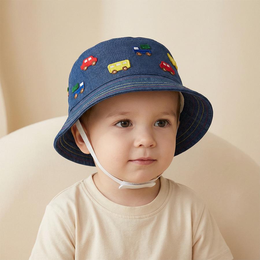 

Casual and playful Korean-style baby fisherman hat for kids, new design, suitable for children s outings and sun protection. 46-48cm темно-синього кольору