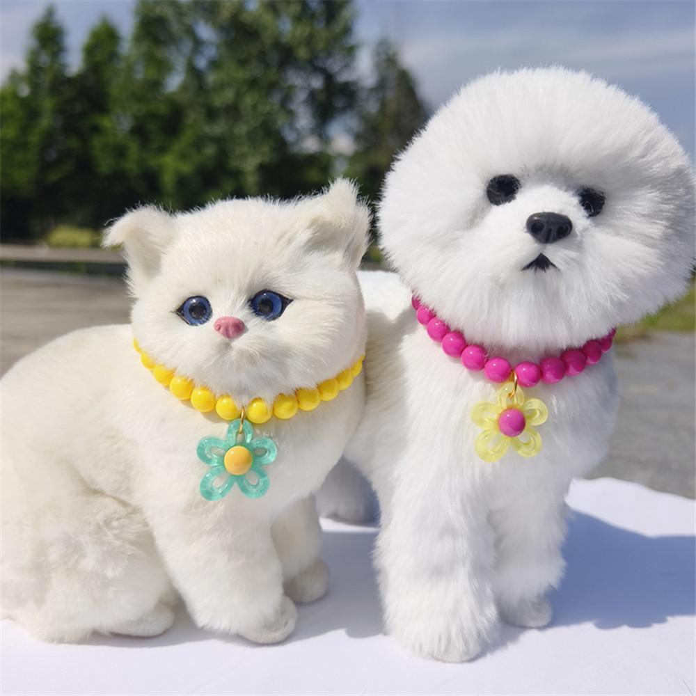 Regulowana obroża dla kota z perłami i zawieszką w kształcie kwiatka, modny naszyjnik dla małych psów, akcesoria jubilerskie dla szczeniąt, naszyjnik dla kota
