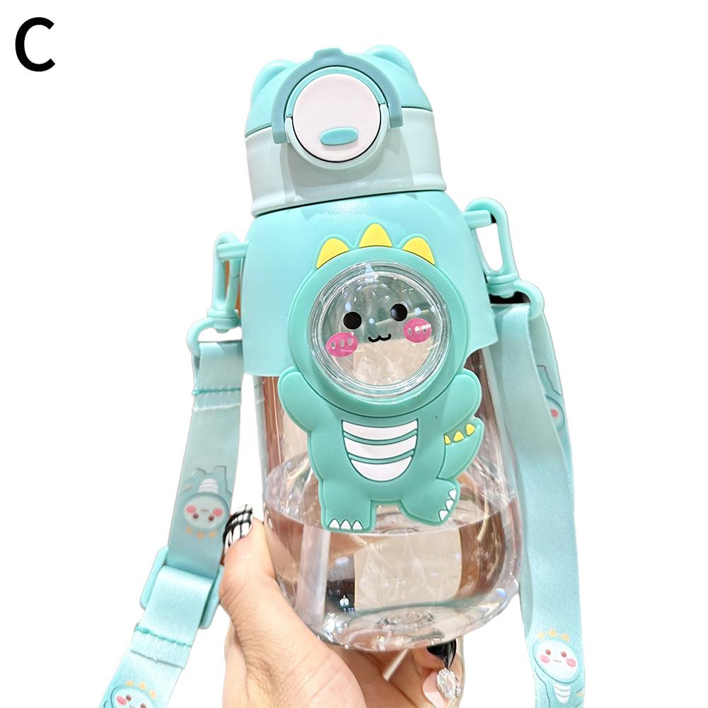 Summer Children's Plastic Straw Water Cup New Cute And High Value Cartoon Cups For Male And Female Students Portable ANTI-FALL